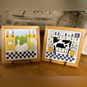 Vintage 1982 Lillian Vernon/Alan Wood Trivet Wall Decor Set of 2
